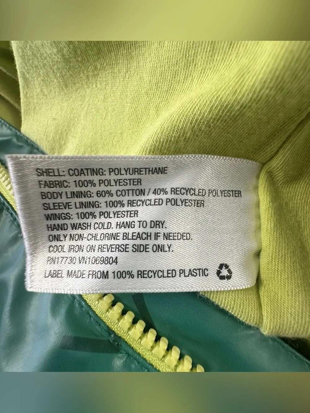 Cat & Jack Baby Boys 12M Dinosaur Rain Jacket Green Hooded Wings Zip Up